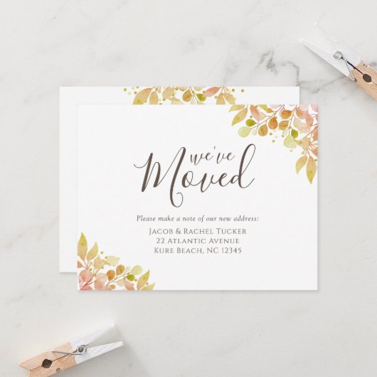 Elegant Fall Colors Eucalyptus Moving Announance (Voorkant / Achterkant in situ)