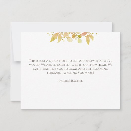 Elegant Fall Colors Eucalyptus Moving Announance (Achterkant)