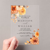 Elegant Fall Daisy Floral Wedding Acryl Uitnodigingen (Insitu (Draagbaar))
