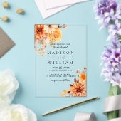 Elegant Fall Daisy Floral Wedding Acryl Uitnodigingen (Insitu (Huwelijk))