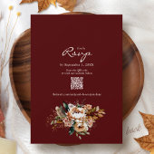 Elegant Fall Floral Burgundy Boho Autumn Wedding Kaart
