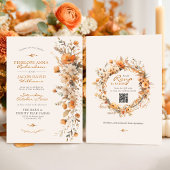 Elegant Fall Floral Ivory Rustic Autumn Wedding Kaart