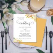 Elegant Fall Floral Orange Gold Wedding Invitation