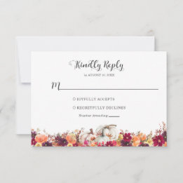 Elegant Fall Floral Pumpkin Wedding RSVP