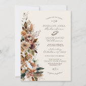 Elegant Fall Floral Sage Green Boho Autumn Wedding Kaart (Voorkant)