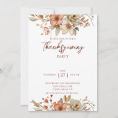 Elegant Fall Floral Thanksgiving Party  Kaart (Voorkant)