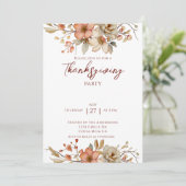 Elegant Fall Floral Thanksgiving Party  Kaart (Staand voorkant)