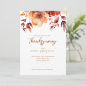 Elegant Fall Floral Thanksgiving Party  Kaart (Staand voorkant)