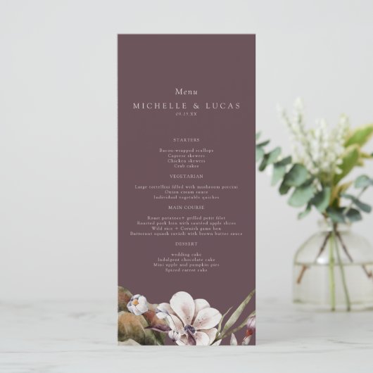 Elegant Fall Floral Wedding  Menu (Staand voorkant)