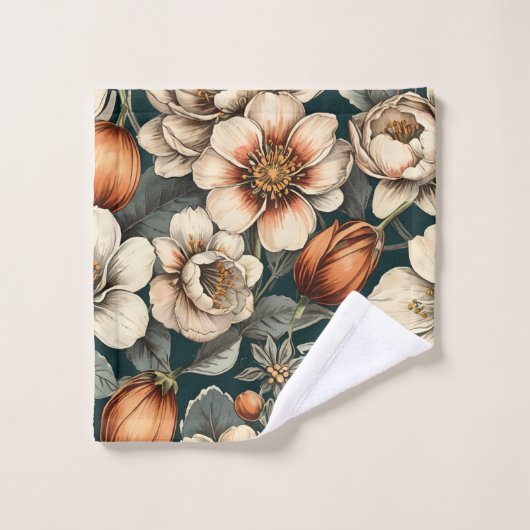 Elegant Fall Flowers Sage Copper Custom Bath Towel Bad Handdoek (Wasdoekje)