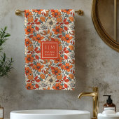 Elegant Fall Flowers Sage Copper Custom Bath Towel Bad Handdoek