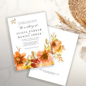 Elegant fall garden watercolor floral wedding kaart