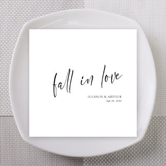 Elegant Fall in Love Script Minimalist Wedding Servet