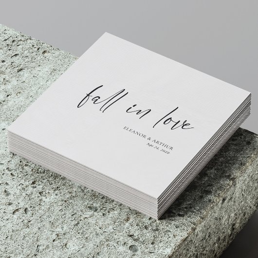 Elegant Fall in Love Script Minimalist Wedding Servet