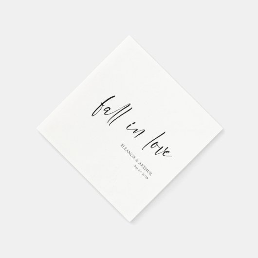 Elegant Fall in Love Script Minimalist Wedding Servet (Hoek)