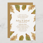 Elegant Fall Leaves 10th Wedding Jubileum Kaart (Voorkant / Achterkant)