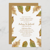 Elegant Fall Leaves 75th Wedding Jubileum Kaart (Voorkant / Achterkant)