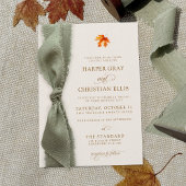 Elegant Fall Leaves Autumn Rustic Ribbon Wedding Kaart