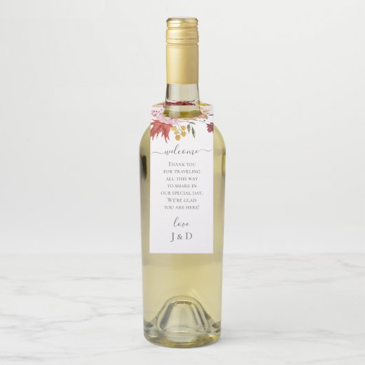 Elegant Fall Leaves Autumn Wedding Flessenhanger (Op fles)