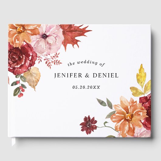 Elegant Fall Leaves Autumn Wedding Gastenboek (Voorkant)