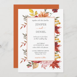 Elegant Fall Leaves Autumn Wedding Kaart
