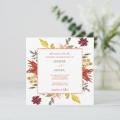 Elegant Fall Leaves Autumn Wedding Kaart (Staand voorkant)