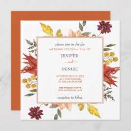 Elegant Fall Leaves Autumn Wedding Kaart