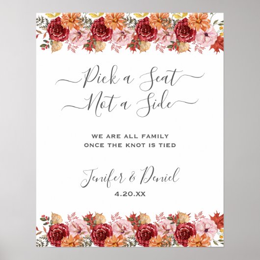 Elegant Fall Leaves Autumn Wedding  Poster (Voorkant)