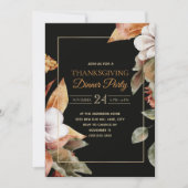 Elegant Fall Leaves Black Thanksgiving Dinner Kaart (Voorkant)