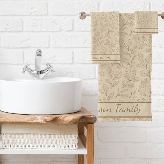 Elegant Fall Leaves | Custom Minimalist Farmhouse Bad Handdoek