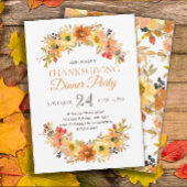 Elegant Fall Leaves Floral Thanksgiving Dinner Kaart