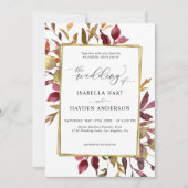 Elegant Fall Leaves Greenery Gold Foil Wedding Kaart (Voorkant)