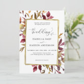 Elegant Fall Leaves Greenery Gold Foil Wedding Kaart (Staand voorkant)