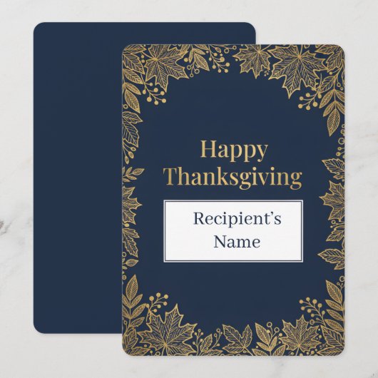 Elegant Fall Leaves Luxury Gold Foil Feestdagenkaart (Voorkant / Achterkant)