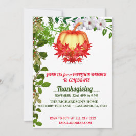 Elegant Fall Leaves Pumpkin Thanksgiving Dinner Kaart