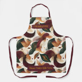 Elegant Fall Leaves Schort met aangepaste naam (Voorkant)