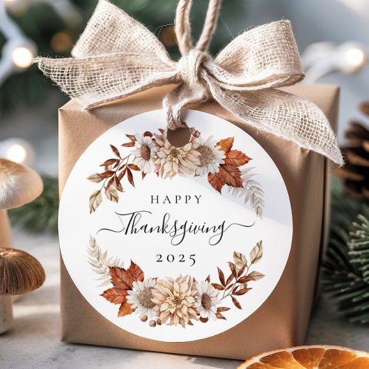 Elegant Fall Leaves Thanksgiving Bedankjes Labels