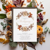 Elegant Fall Leaves Thanksgiving Dinner Folie Uitnodiging