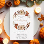 Elegant Fall Leaves Thanksgiving Dinner Folie Uitnodiging