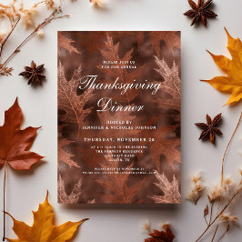 Elegant Fall Leaves Thanksgiving Dinner Kaart