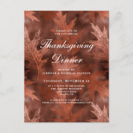 Elegant Fall Leaves Thanksgiving Dinner Uitnodiging Briefkaart