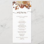 Elegant Fall Leaves Wedding Menu<br><div class="desc">Dit elegante trouwmenu bevat handbeschilderde waterverf verbrande oranje- en terracotta-bladeren,  crème en beige dahlias,  en prachtige roestkleurige rozen op een witte achtergrond. Vind passende punten in het Witte Autumn Collectie van de Romance.</div>