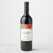 Elegant Fall Leaves Wedding Monogram Wijn Etiket (Voorkant)