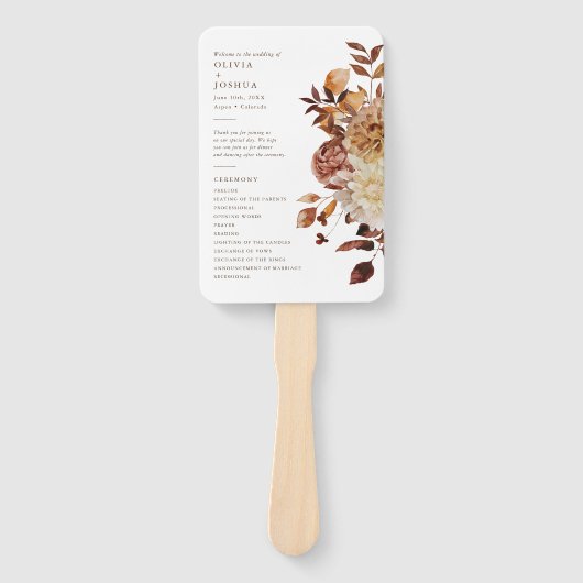 Elegant Fall Leaves Wedding Programme Handwaaier (Voorkant)