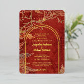 Elegant Fall leves Red Gold Foil Moderne Arch Folie Uitnodiging (Staand Voorkant)