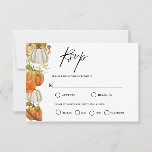 Elegant Fall Pumpkin bruiloft RSVP Kaartje (Voorkant)