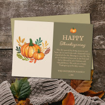 Elegant Fall Pumpkin Happy Thanksgiving Card