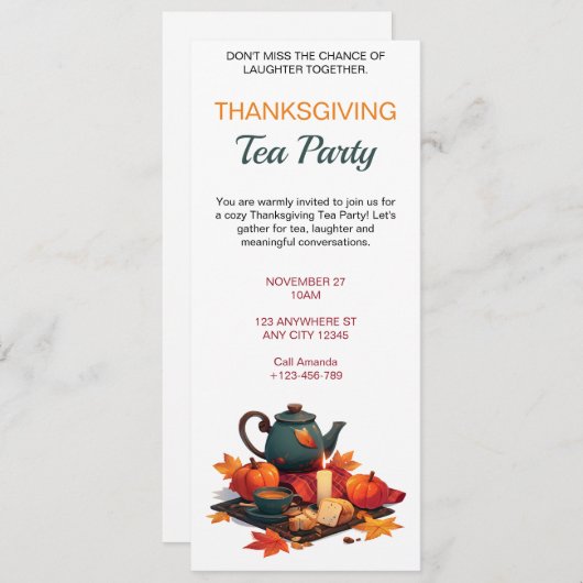 Elegant Fall Tea Party Invitation Kaart (Voorkant / Achterkant)