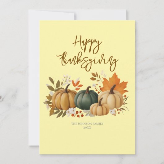 Elegant Fall Thanksgiving Card Feestdagenkaart (Voorkant)