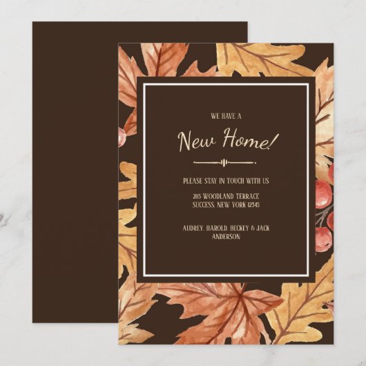 Elegant Fall verlaat nieuwe thuisaankondiging Aankondiging (Voorkant / Achterkant)